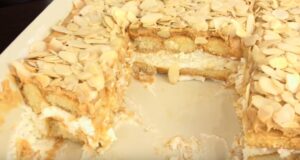 Pyszny bez pieczenia biszkopt z migdałami – lekki i delikatny, rozpływa się w ustach!