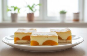 Krucha owocowa delicja: Szybki puddingowy przysmak z ciasta francuskiego z morelami, biszkoptami i kremem waniliowym Puddingowy przysmak z ciasta francuskiego z morelami: Ekspresowy deser