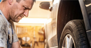 W serwisie opon zerwali gwint na śrubie koła podczas wymiany. Winę zwalili na to, że mam stare auto Mechanik używający pneumatycznego klucza do koła samochodu.
