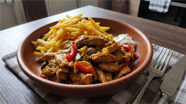 Błyskawiczna mieszanka mięsna z curry i warzywami: Soczysta kolacja z jednej patelni