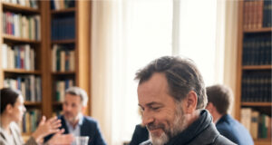 Na zebraniu wspólnoty właścicieli mieszkań właściciel trzech wynajmowanych kawalerek zablokował wymianę starej, niesprawnej windy. Mieszka gdzie indziej i twierdzi, że go to nie dotyczy Pan Krzyż podczas zebrania.