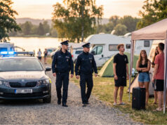 Na kempingu nad wodą grupa puszczała głośnik do czwartej rano. Ochrona bała się interweniować Policja interweniuje wobec hałaśliwej grupy na kempingu.