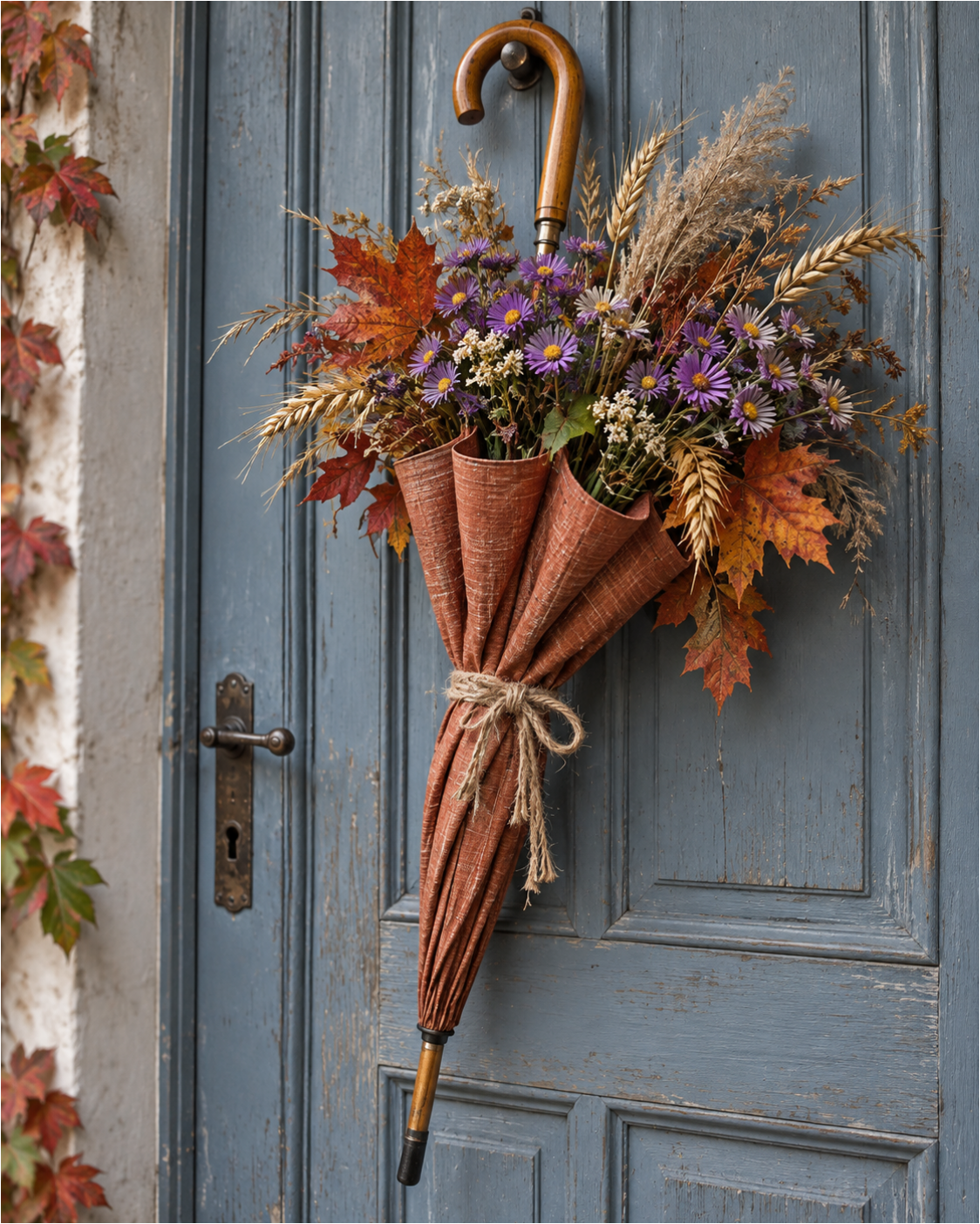 Místo věnce pověste na dveře starý deštník: 20 nápadů na krásnou podzimní výzdobu
