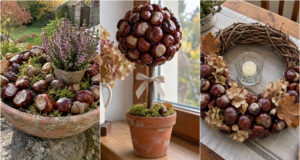 Zebraliście kasztany? 20 pomysłów na jesienne dekoracje, które ozdobią stół, parapet i drzwi Girlanda z kasztanów i cynamonu na meblach